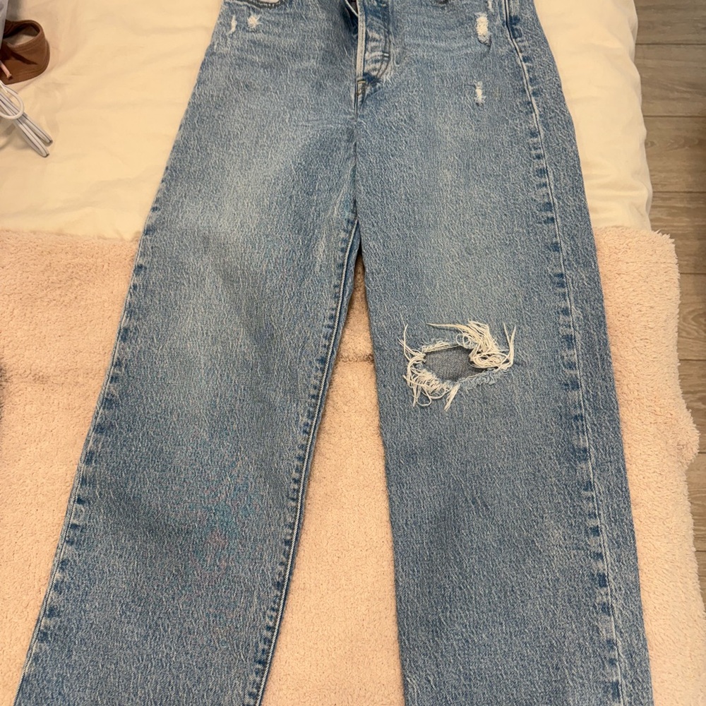 Levi's Blue Straight Leg Distressed Jeans